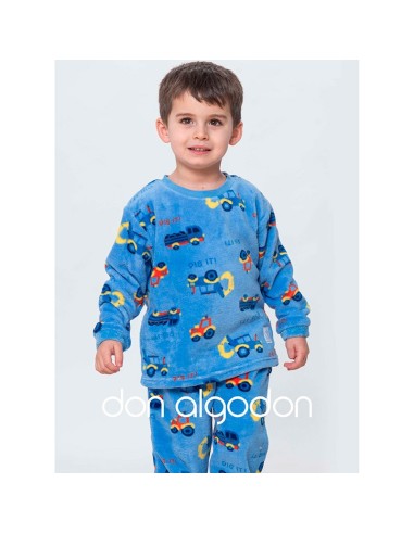 pijama infantil don algodón para niño modelo camiones en dulce coralina
