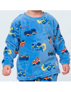 pijama infantil don algodón para niño modelo camiones en dulce coralina 2