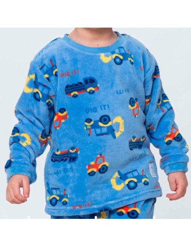 pijama de coralina infantil para niño modelo camiones de don algodón