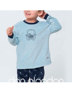 pijama infantil de niño don algodón modelo coche en terciopelo 2