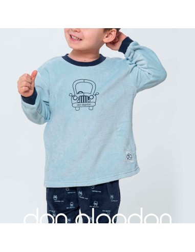 pijama infantil en terciopelo para niño, don algodón modelo coche