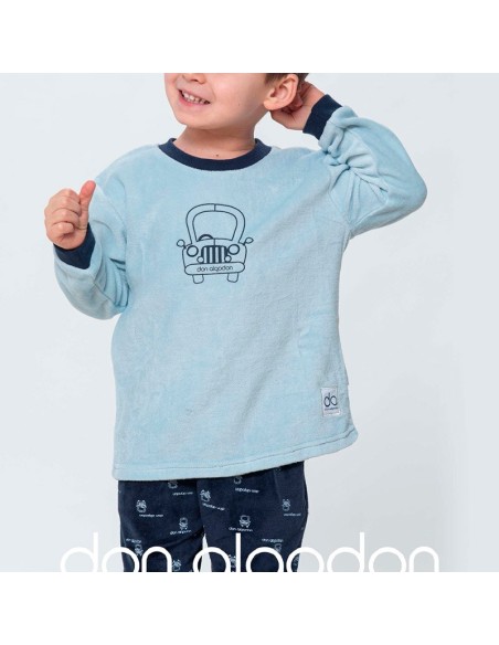 pijama infantil en terciopelo para niño, don algodón modelo coche