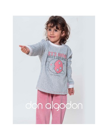 don algodón pijama de niña infantil en terciopelo modelo luna