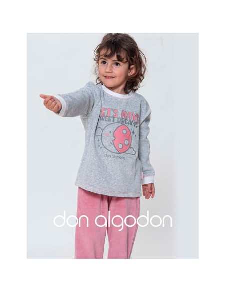 don algodón pijama de niña infantil en terciopelo modelo luna
