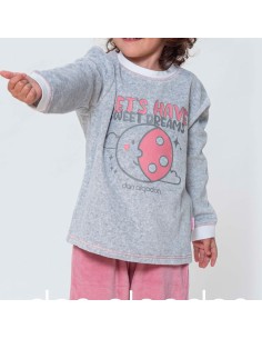 don algodón pijama de niña infantil en terciopelo modelo luna 2