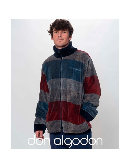 bata de hombre corta de don  algodón en coralina con cremallera modelo Denmark