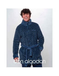 bata de hombre corta con cremallera en coralina modelo Zeus de don algodón