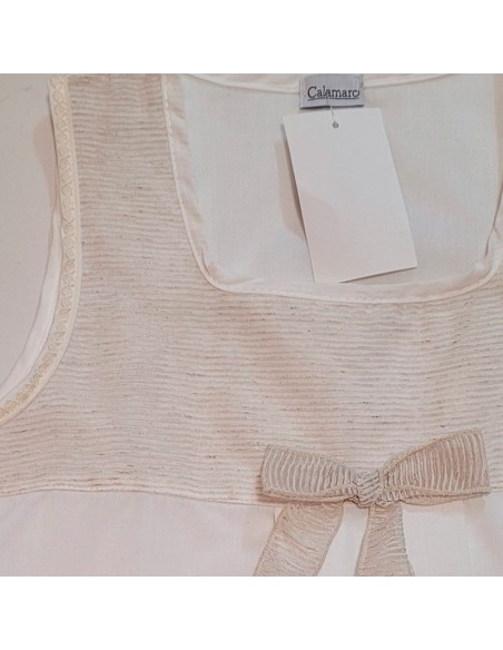 Camisón de comunión en tela de algodón para niña de calamaro modelo lazo