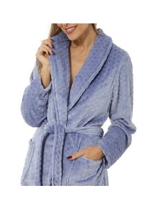 bata de mujer para invierno cruzada en coralina modelo Ainoa de findel azul 2