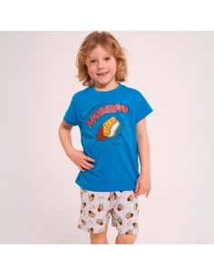 pijama de verano en manga corta de algodón para niño modelo maxibón