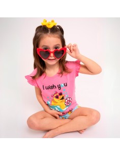 pijama de niña en manga corta de algodón modelo patito de muydemi
