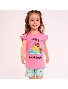 pijama de niña en manga corta de algodón modelo patito de muydemi 2