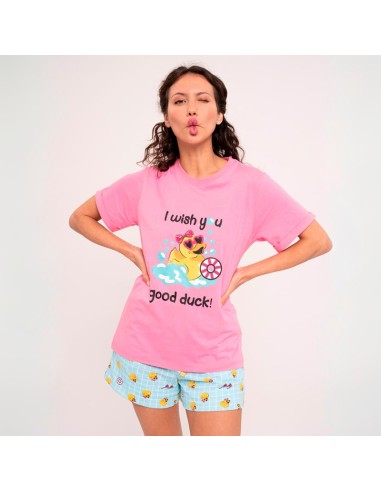 pijama de mujer para verano en manga corta de algodón modelo pato de muydemi