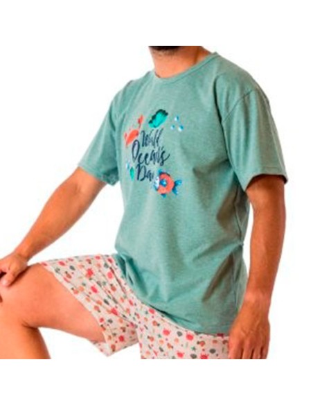 pijama de verano en manga corta de algodón mundo marino de dormen