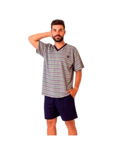 pijama de hombre para verano con cuello en pico de dormen modelo juan palomo