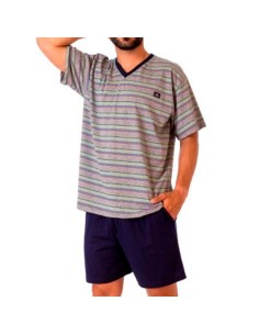 pijama de hombre para verano con cuello en pico de dormen modelo juan palomo 2