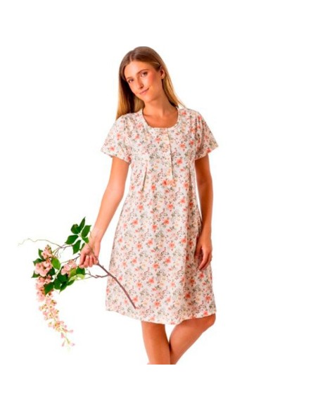 camisón de verano para mujer en algodón de leniss modelo preciosa