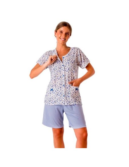 pijama de mujer en algodón abierto para verano de leniss modelo Vilma