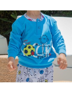 pijama infantil para niño en manga larga fina de muslher modelo team 2