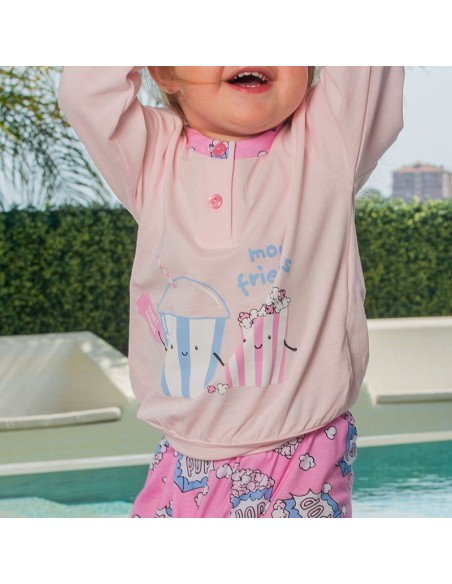 pijama infantil de entre tiempo para niña de muslher modelo palomitas