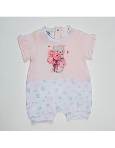pelele de bebe niña en algodón y manga corta de muslher osita amorosa
