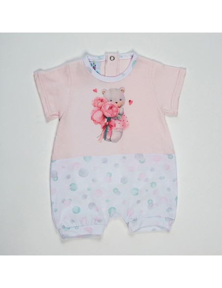 pelele de bebe niña en algodón y manga corta de muslher osita amorosa