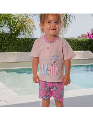 pijama infantil para niña en algodón de manga corta de muslher modelo movie