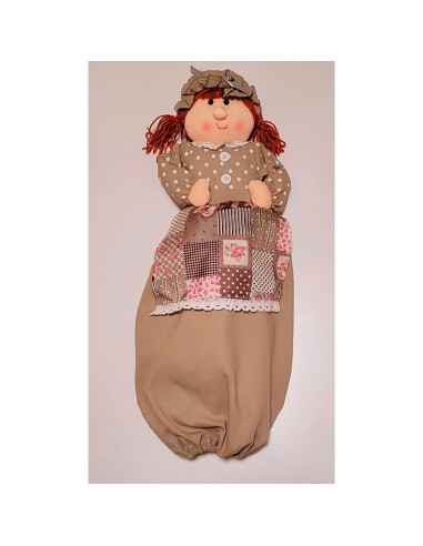 muñeca porta bolsas vacías lunares en beig de ideal textil