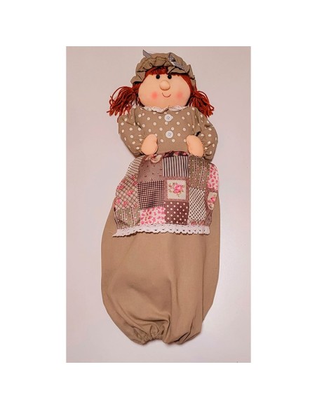 muñeca porta bolsas vacías lunares en beig de ideal textil
