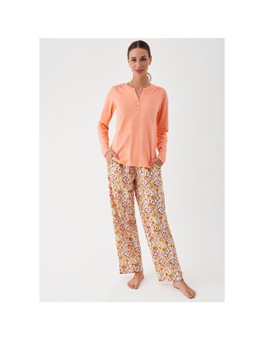 Pijama de mujer fino para entre tiempo en algodón puro de promise modelo melocotón