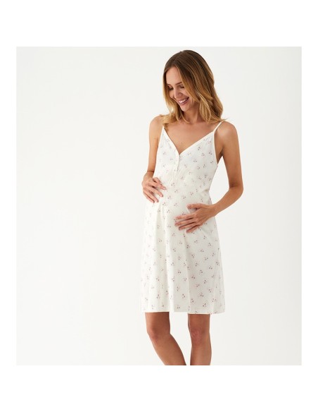 Camisón maternal de mujer en tirantas tejido fresco modelo estrellitas de promise