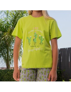 pijama de niña en manga corta en algodón modelo cactus de muslher 2