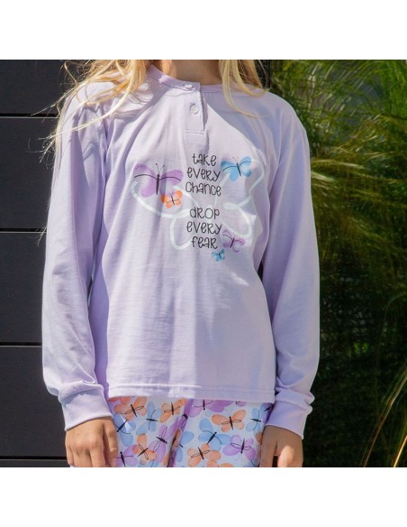 muslher pijama de entre tiempo para niña modelo mariposas de muslher