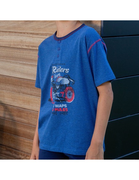 pijama en manga corta para niño en algodón de muslher modelo riders