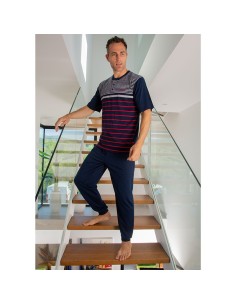 pijama de verano con manga corta y pantalón largo de hombre modelo Eduardo de muslher