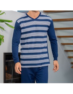 Pijama de hombre fino en algodón de manga larga de muslher modelo Pablo 2