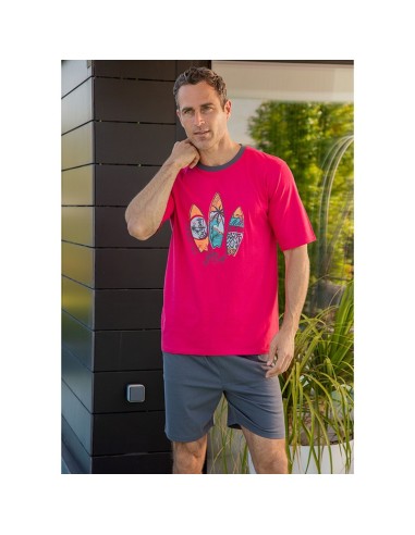 pijama de verano para hombre en algodón muslher modelo surf