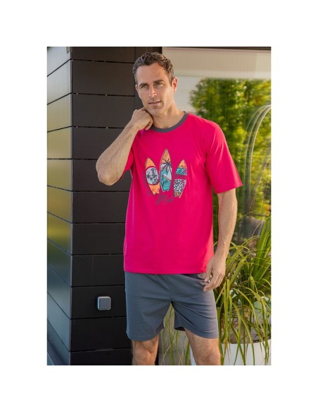 pijama de verano para hombre en algodón muslher modelo surf