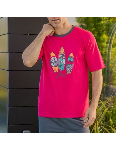 pijama de verano de hombre en manga corta de muslher modelo surf