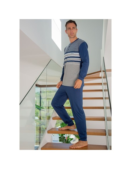 pijama de hombre fino en algodón de manga larga de muslher modelo Raúl