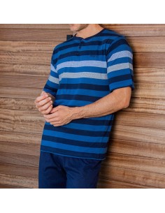 pijama de hombre de verano en manga corta y pantalón largo en algodón de muslher modelo Pepe 2