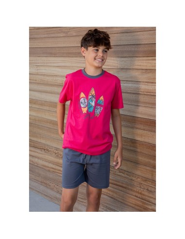 pijama de niño de verano en manga corta de algodón de muslher modelo surf