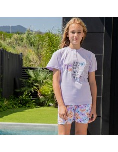 pijama de niña de verano en manga corta de algodón de muslher mariposas