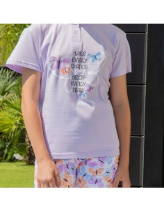 pijama de niña de verano en manga corta de algodón de muslher mariposas 2