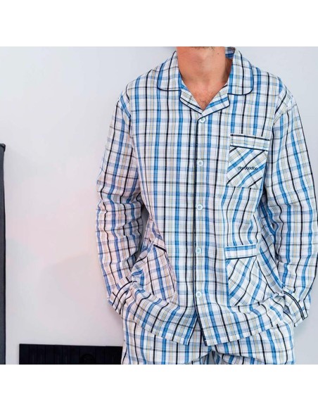 pijama fino de manga larga en tela de don algodón modelo Diego