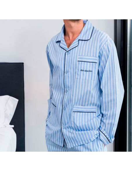 pijama de hombre manga larga de tela modelo laujar de don algodón