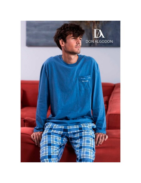 pijama de hombre en algodón de manga larga de don algodón modelo Capileira