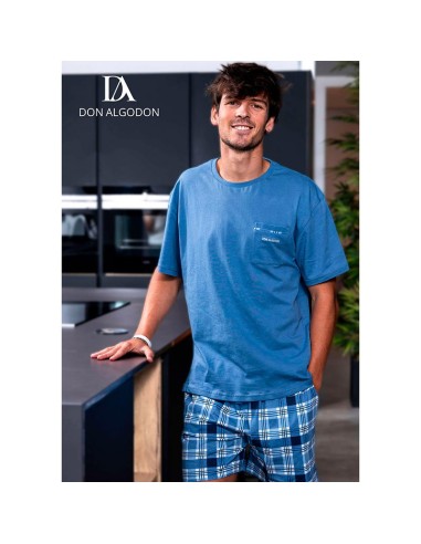 pijama de hombre en maga corta de algodón modelo Pampaneira de don algodón