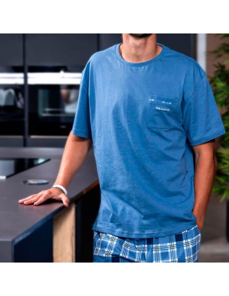 pijama de hombre en manga corta fresco de don algodón modelo Pampaneira