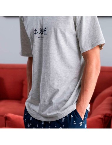pijama de manga corta para hombre don algodón modelo Cádiz